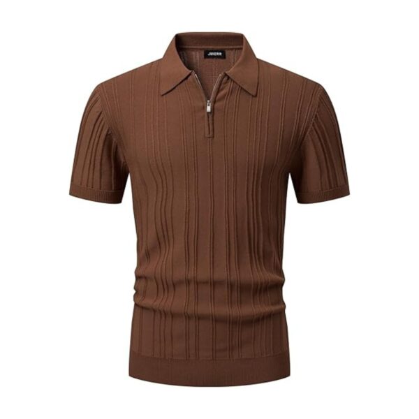 Men's Classic Fit Short Sleeve Polo Shirt with Zipper - Image 2