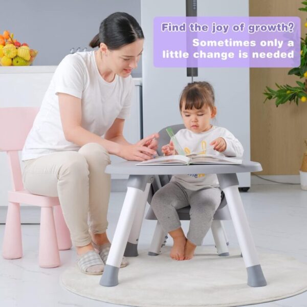 Grey 8-in-1 Convertible Baby Highchair and Table Set - Image 3