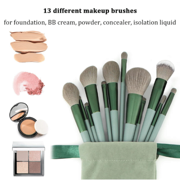 Makeup Brushes Set – (Green, 22 Piece Set) - Image 3
