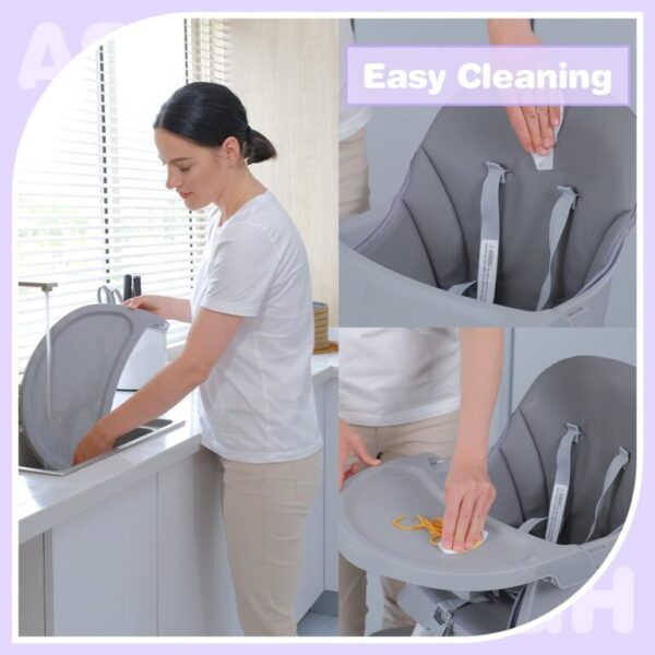 Grey 8-in-1 Convertible Baby Highchair and Table Set - Image 4