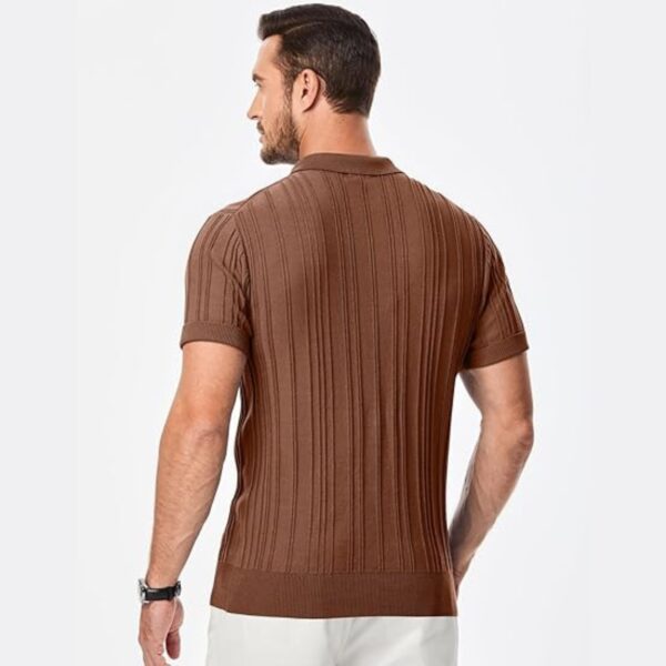 Men's Classic Fit Short Sleeve Polo Shirt with Zipper - Image 4
