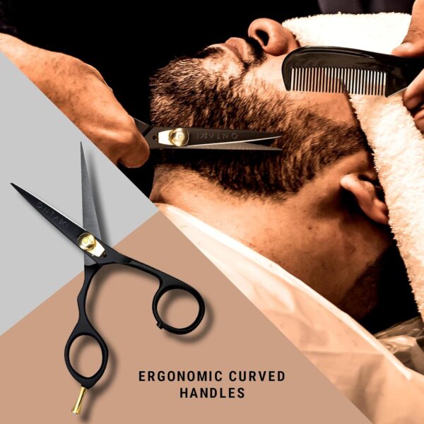 5.5” Japanese Steel Beard & Mustache Scissors – Left-Handed, Ergonomic, with Comb & Pouch - Image 5