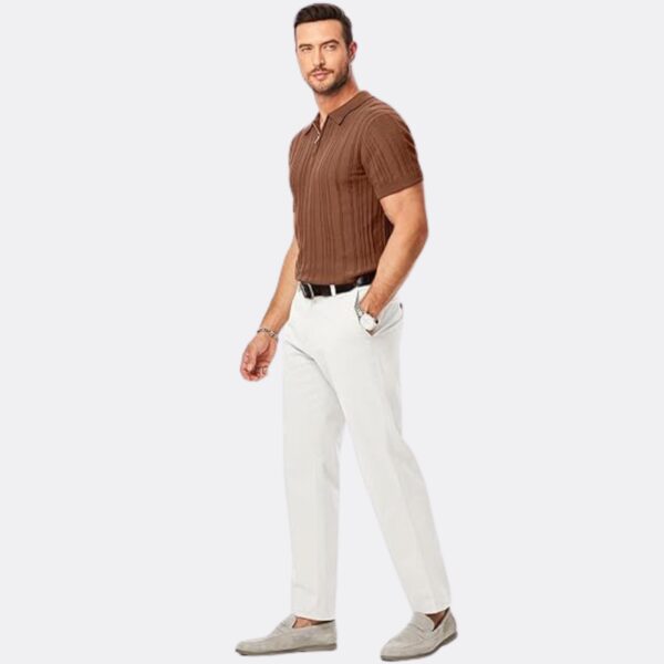 Men's Classic Fit Short Sleeve Polo Shirt with Zipper - Image 5