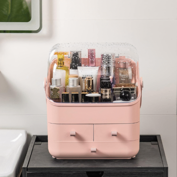 Waterproof & Dustproof Pink Cosmetic Organizer Box - Image 5