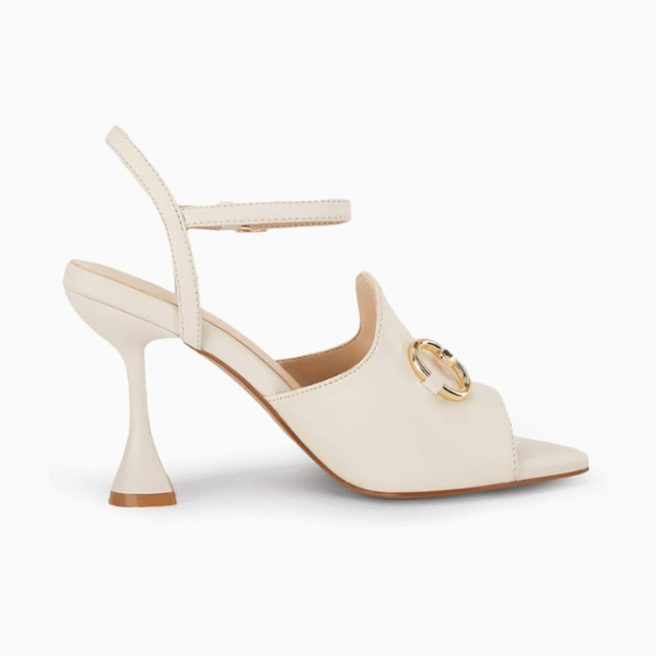 Women’s Open Toe High Heels with Buckle Ankle Strap and Metal Chain - Image 3