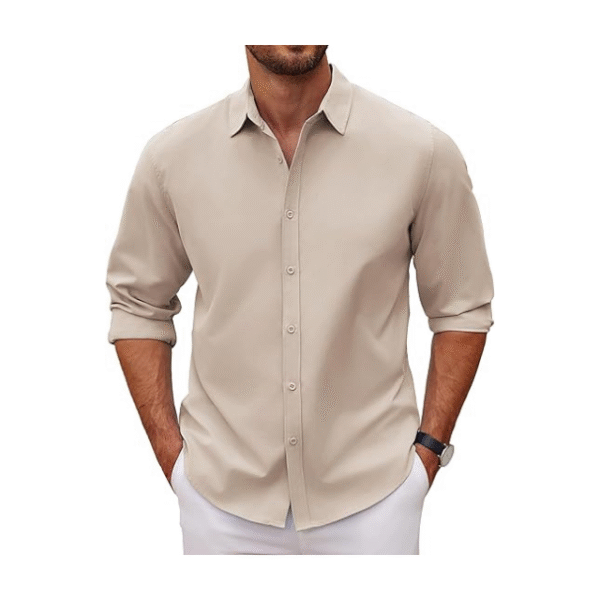 Men’s Long Sleeve Casual Untucked Dress Shirt