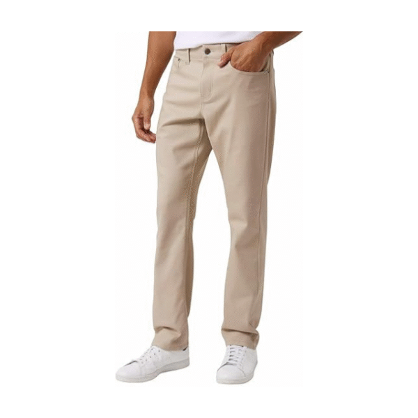 Men’s Comfort Stretch Knit Denim 5-Pocket Pants: Mid-Weight