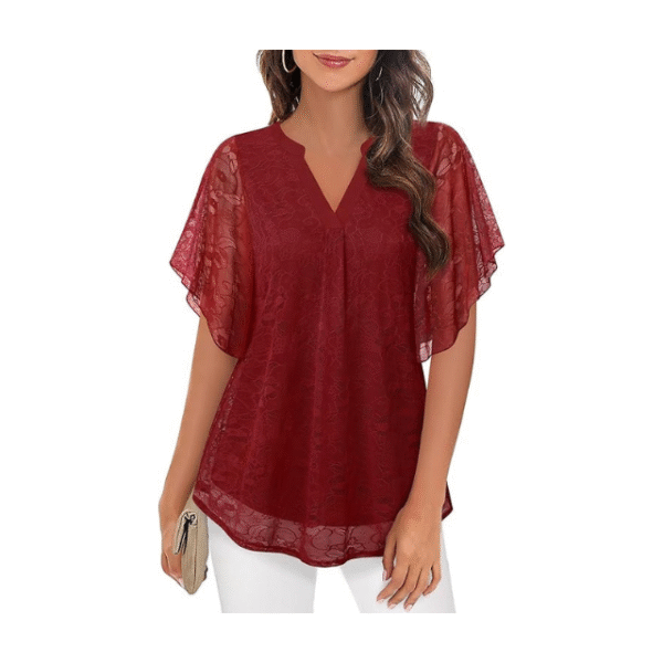 Women’s Short Sleeve V Neck Blouses Shirts