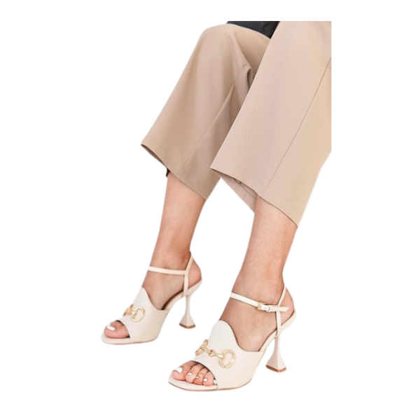 Women’s Open Toe High Heels with Buckle Ankle Strap and Metal Chain - Image 5
