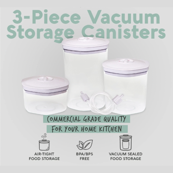 BPA-Free 3-Piece Vacuum Food Container Set with Accessory Hose – Ideal for Home Kitchen - Image 6
